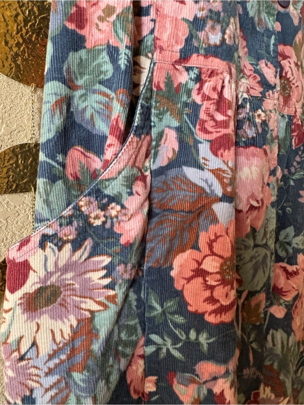 Vintage Laura Ashley jumpsuit floral corduroy blue floral size small - Picture 3 of 11